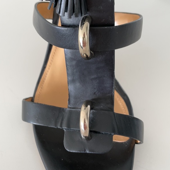 Black leather high heal sandal w tassel silver - Picture 9 of 9